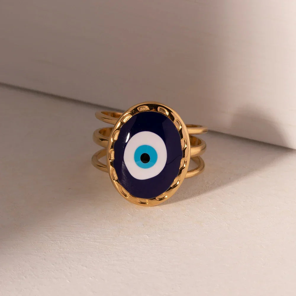 Bague Amulette Oeil Turc (Plaqué Or)