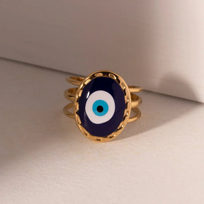 Bague Amulette Oeil Turc (Plaqué Or)