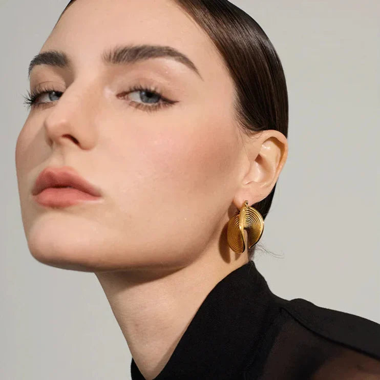 Boucles d'oreilles en cerceau concave (Plaqué Or)