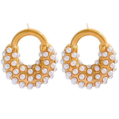 Ensemble Spike Perle: Bracelet + Boucles d'oreilles + Bague (Plaqué Or)