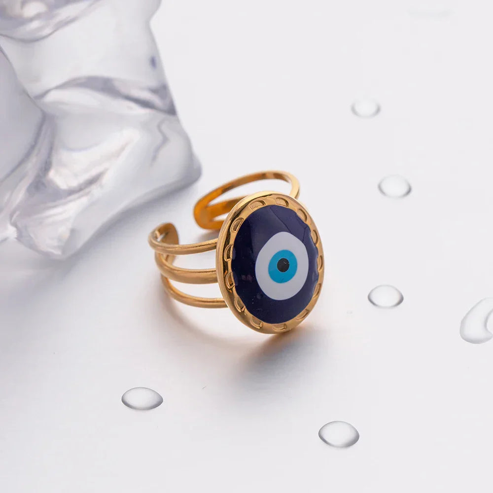 Bague Amulette Oeil Turc (Plaqué Or)