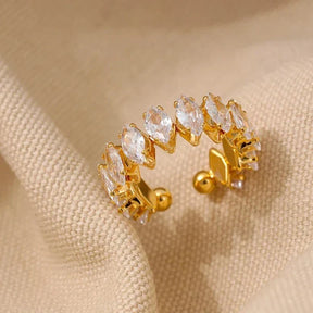 Bague Vicenza avec Couronne de Zirconium Marquise (Plaqué Or)