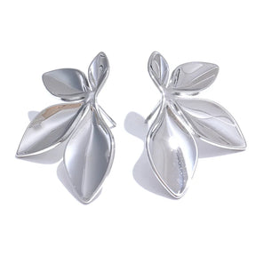 Boucles d'Oreilles Nature avec Forme de Feuille (Plaqué Or)