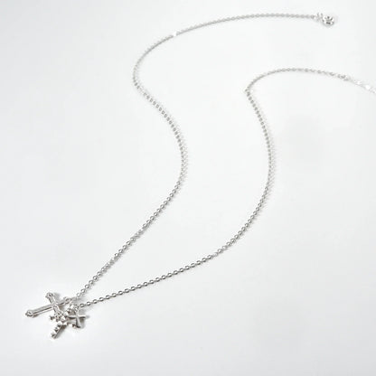 Collier Croix Triple Zirconias (Plaqué Or)