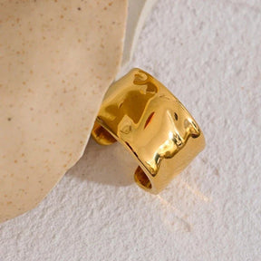 Bague Sicilienne Texture Martelée Ajustable (Plaqué Or)