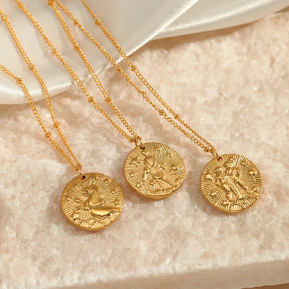 Collier du Zodiaque avec Symboles des Constellations (Plaqué Or)