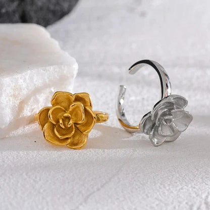 Bague Fleur de Lotus Ajustable (Plaqué Or)