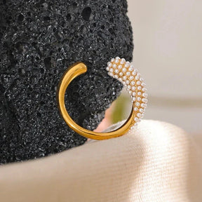 Bague Spike avec Perles (Plaqué Or)