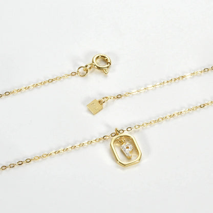 Collier Initiales avec Zirconium (Plaqué Or)