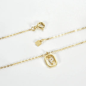 Collier Initiales avec Zirconium (Plaqué Or)