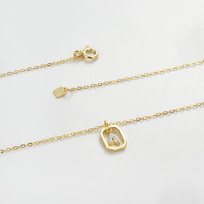 Collier Initiales avec Zirconium (Plaqué Or)