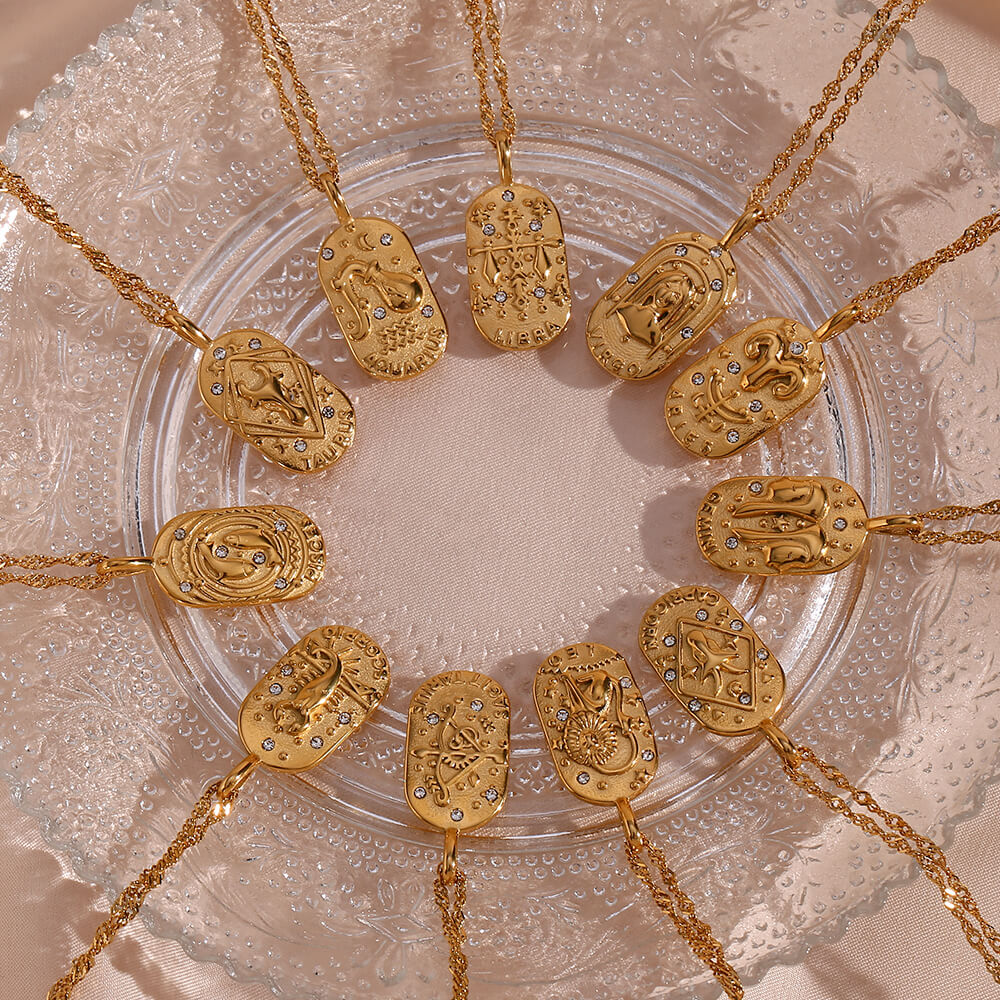 Collier Zodiaque Chaîne Tressée (Plaqué Or)