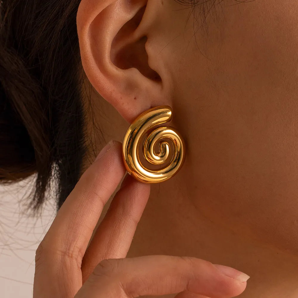 Boucles d'oreilles en spirale chunky (Plaqué Or)