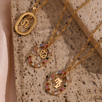 Collier Zodiaque Arc-en-ciel Zirconia (Plaqué Or)