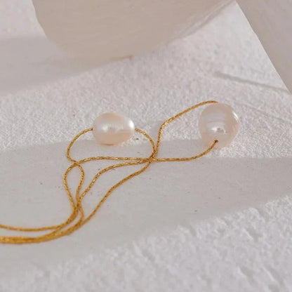 Collier Perle Deux Couches (Plaqué Or)