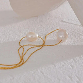 Collier Perle Deux Couches (Plaqué Or)