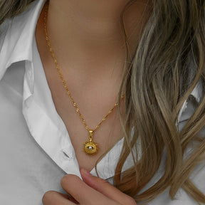 Ensemble Occhio: Collier + Bague Ajustable (Plaqué Or)
