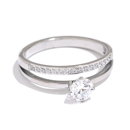 Bague Double Cloutée Point de Lumière (Plaqué Or)