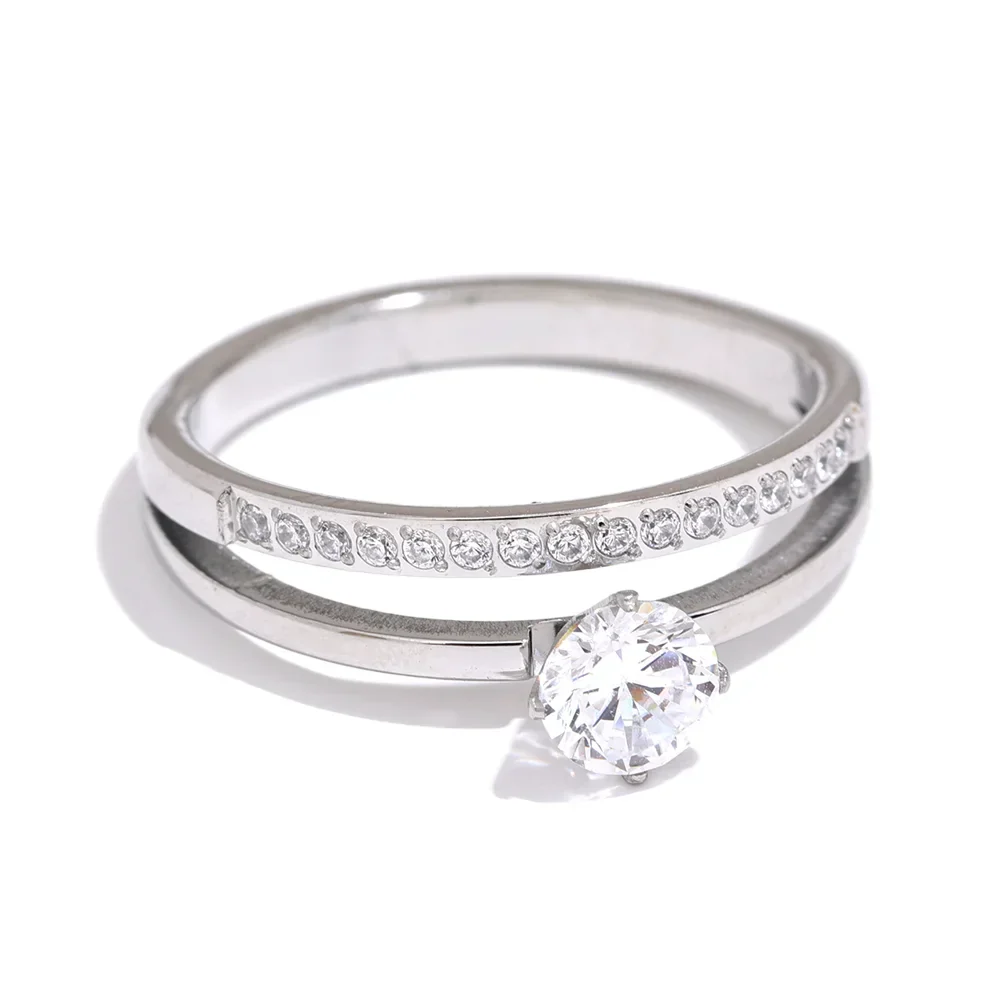 Bague Double Cloutée Point de Lumière (Plaqué Or)
