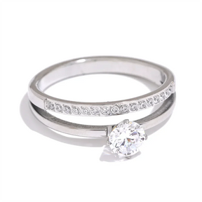Bague Double Cloutée Point de Lumière (Plaqué Or)