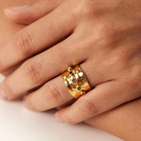 Bague Queen Texture Martelée (Plaqué Or)