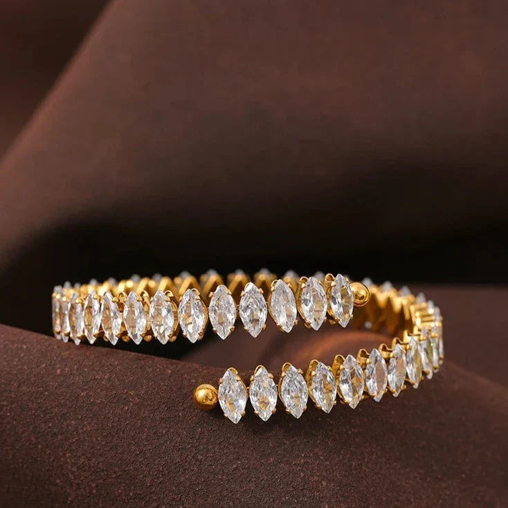 Bracelet Vicenza Couronne de Zircon Marquise (Plaqué Or)