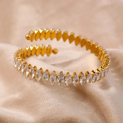 Bracelet Vicenza Couronne de Zircon Marquise (Plaqué Or)