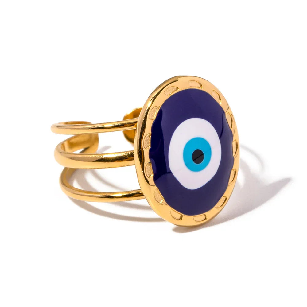 Bague Amulette Oeil Turc (Plaqué Or)