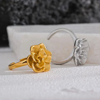 Bague Fleur de Lotus Ajustable (Plaqué Or)