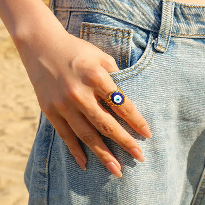Bague Amulette Oeil Turc (Plaqué Or)