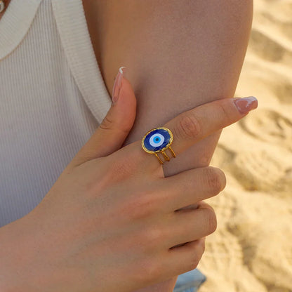 Bague Amulette Oeil Turc (Plaqué Or)
