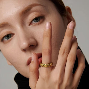 Ensemble Céleste: Bracelet + Boucle d'oreille + Bague (Plaqué Or)