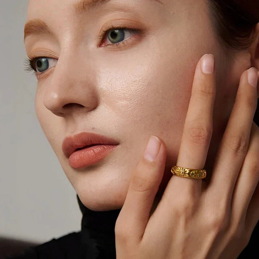Bague Céleste Soleil et Lune Zirconia (Plaqué Or)