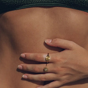 Bague Soleil Rayonnant Minimaliste (Plaqué Or)