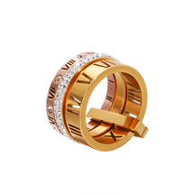 Bague Triple Nombres Romains (Plaqué Or)