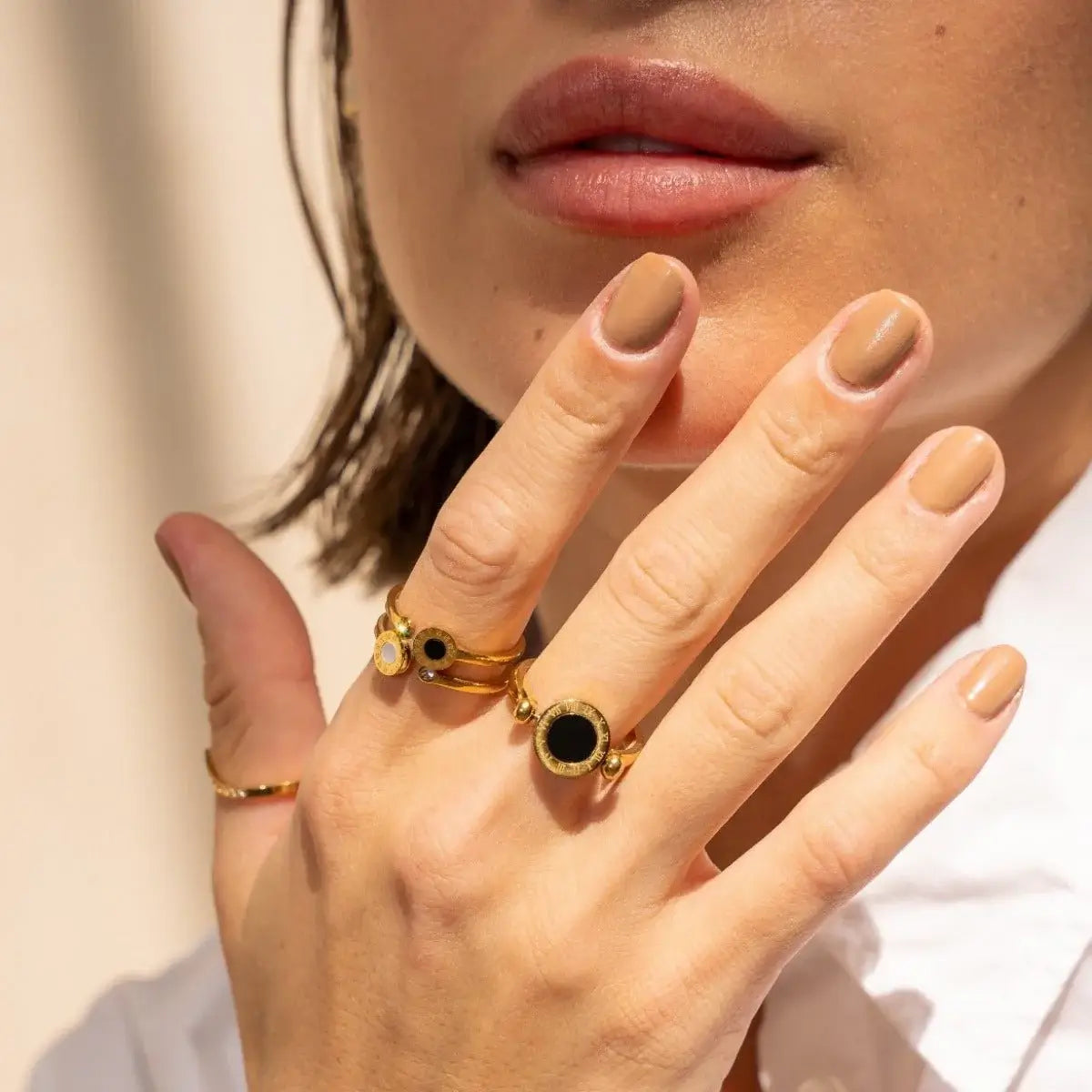 Bague Double avec Chiffres Romains (Plaqué Or)
