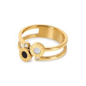 Bague Double avec Chiffres Romains (Plaqué Or)