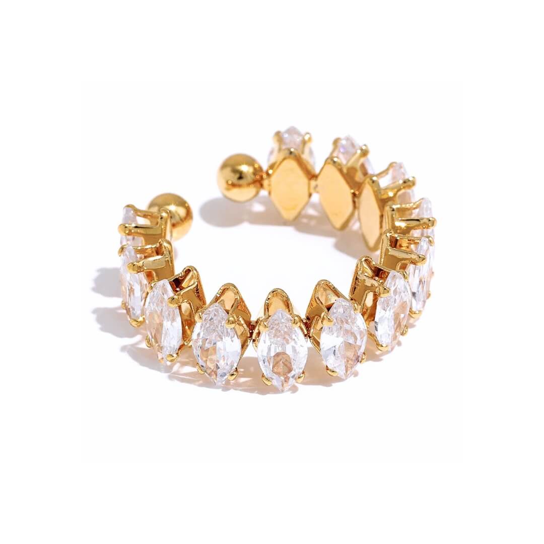 Bague Vicenza avec Couronne de Zirconium Marquise (Plaqué Or)
