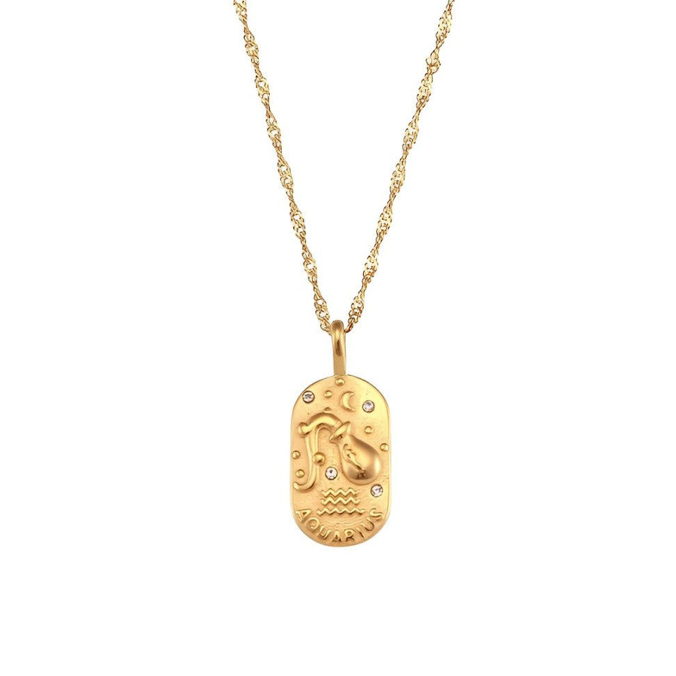 Collier Zodiaque Chaîne Tressée (Plaqué Or)
