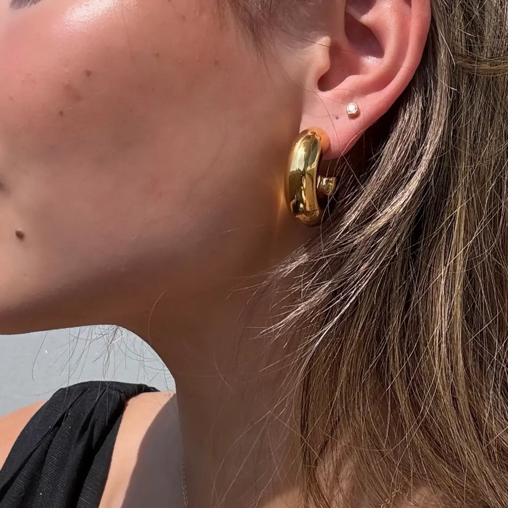 Boucles d'oreilles créoles chunky (Plaquées en or)