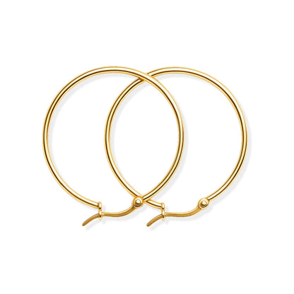 Boucle d'Oreille Anneau Classique (Plaqué Or)