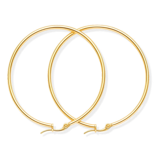 Boucle d'Oreille Anneau Classique (Plaqué Or)