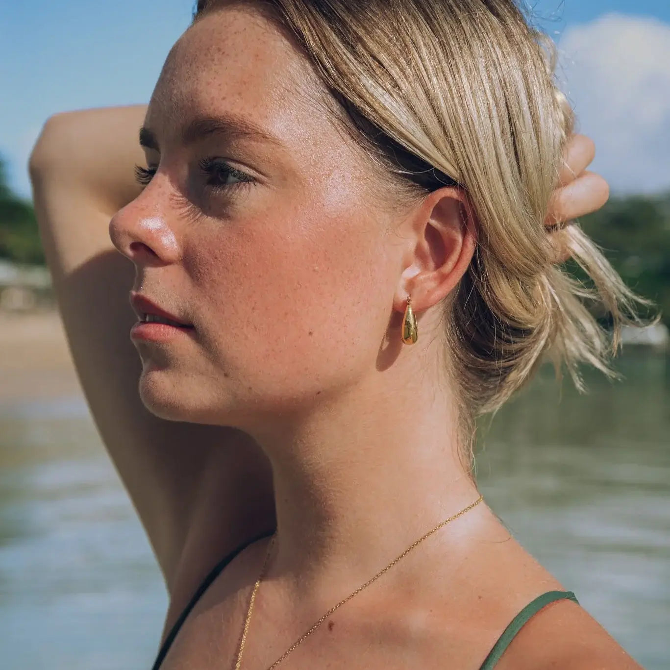 Boucles d'oreilles en anneau canoe (Plaqué Or)