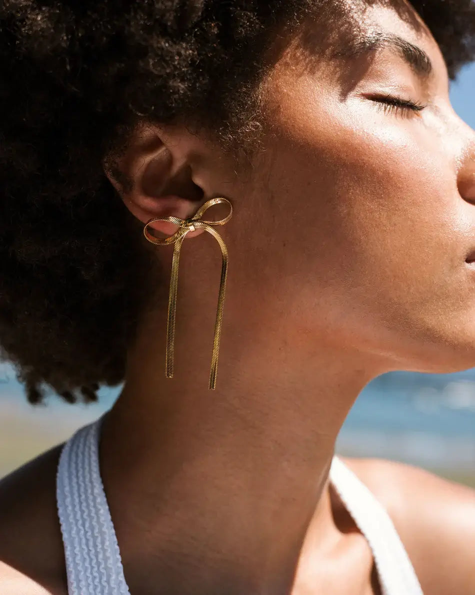 Boucle d'Oreille Nœud Céline (Plaqué Or)