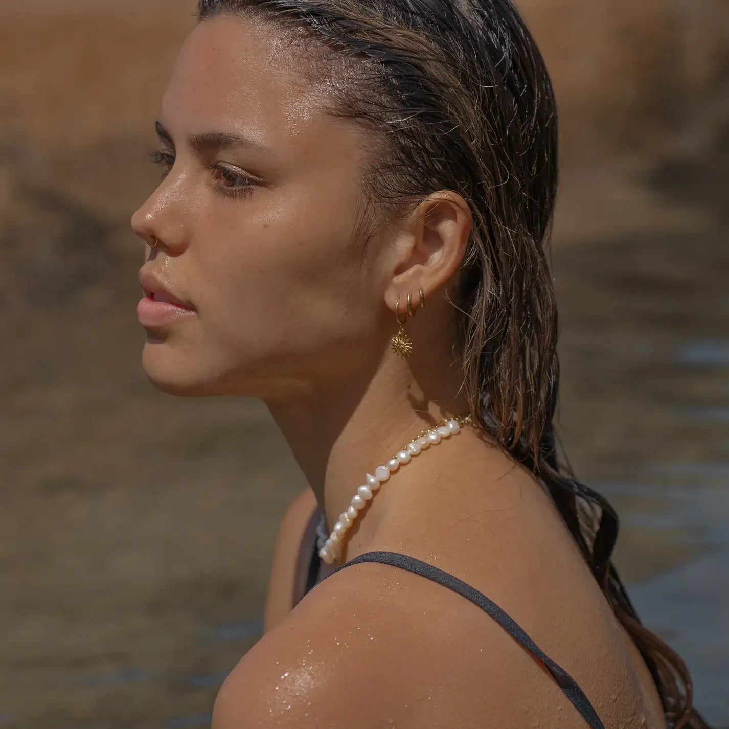Boucles d'oreilles Soleil de Mai (Plaqué Or)