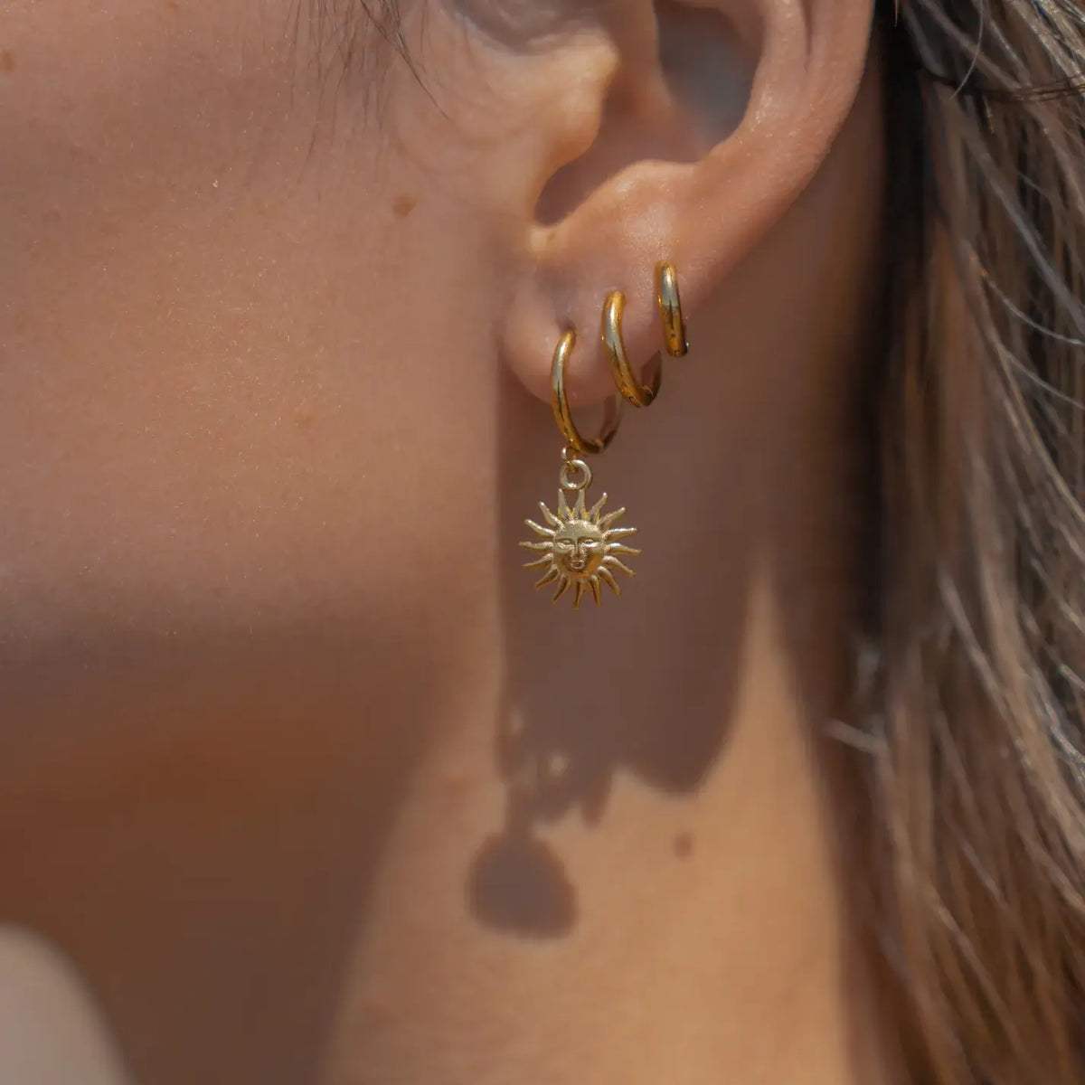 Boucles d'oreilles Soleil de Mai (Plaqué Or)
