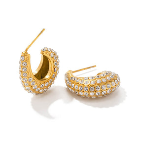 Boucles d'oreilles en forme de cercle moyen avec perles Harmony (Plaqué Or)