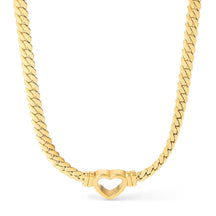 Collier Cœur avec Chaîne à Maillons Épais (Plaqué Or)