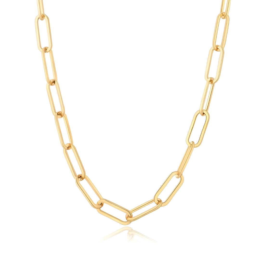 Collier à Chaîne de Maillons Longs (Plaqué Or)