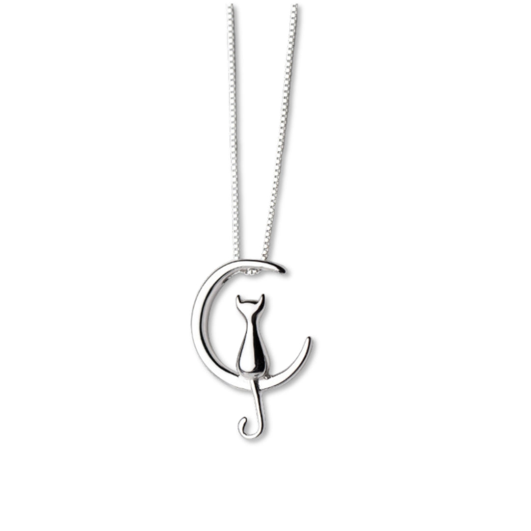 Collier Chat Lune (Argent 925)